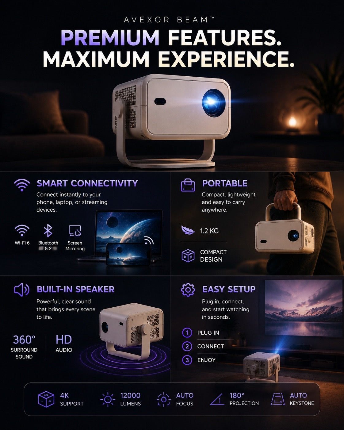 Avexor Beam™ Smart Projector